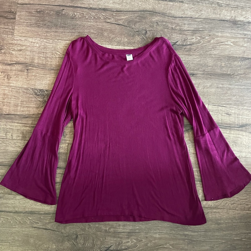 OLD NAVY Womens Bell Sleeve Purple Top Size Large